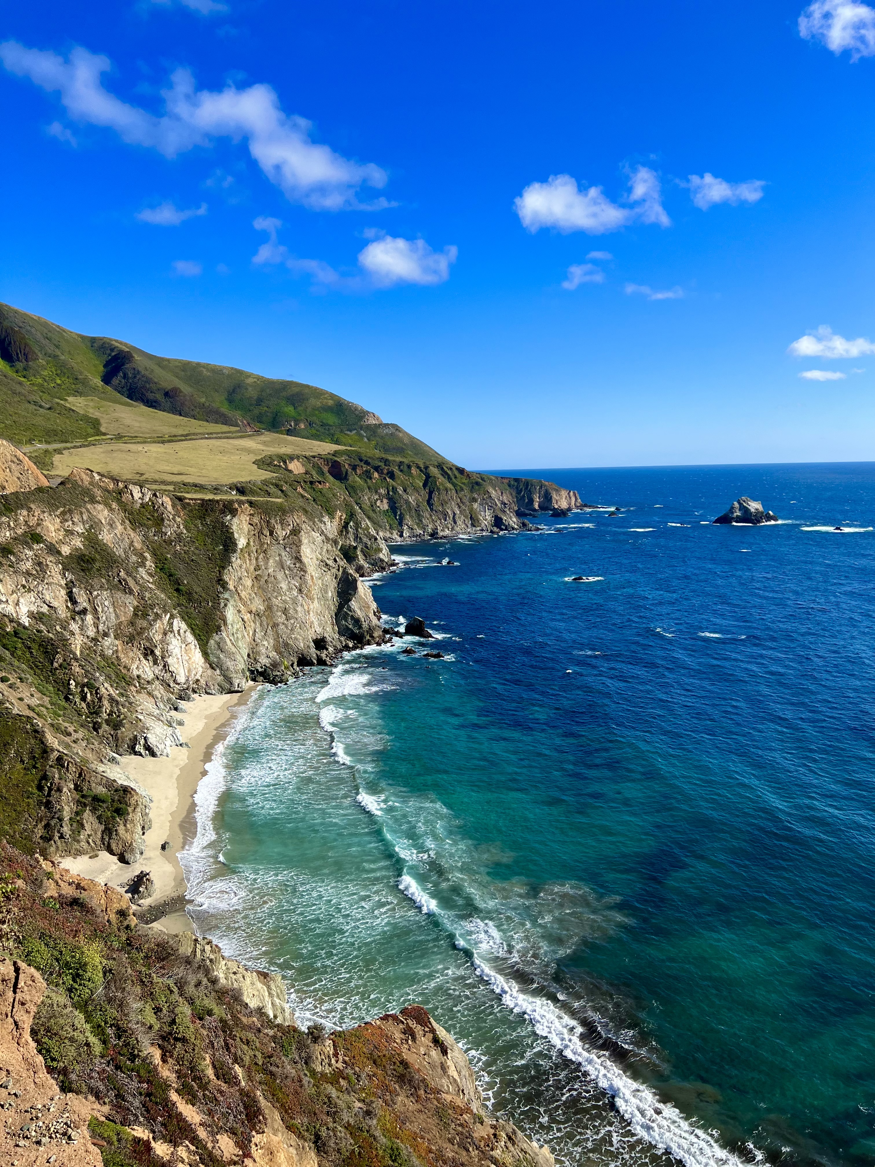 Carmel green cliffs and ocean view